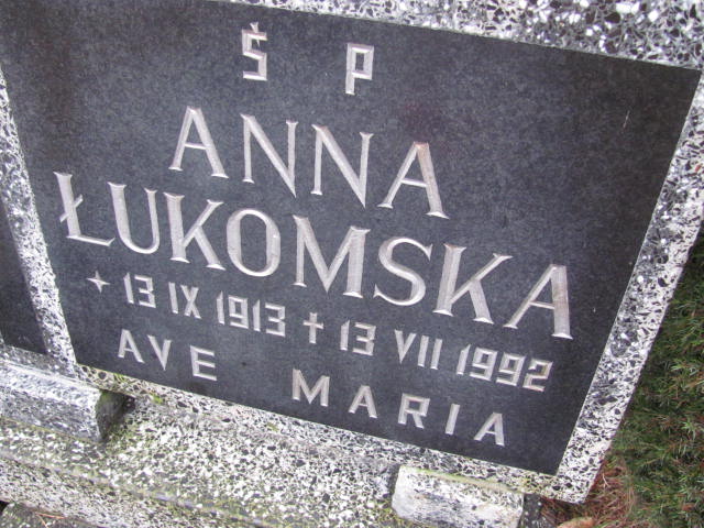 Anna Łukomska 1913 Wolin - Grobonet - Wyszukiwarka osób pochowanych