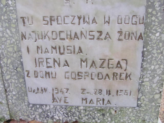Irena Mazgaj 1947 Wolin - Grobonet - Wyszukiwarka osób pochowanych